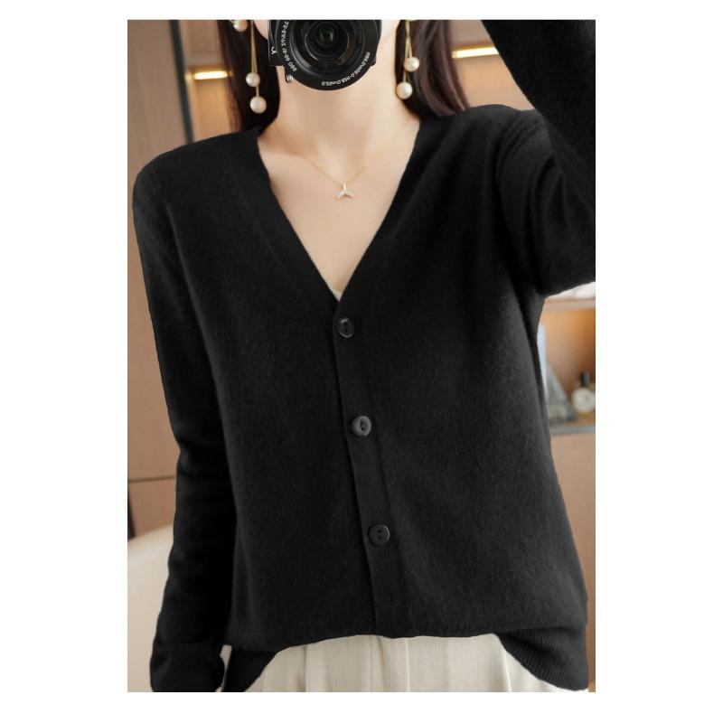 Autumn V-neck Sweater Cardigan Loose Bottoming Sweater Knitted Cardigan Female Solid Color Short Paragraph Outwear