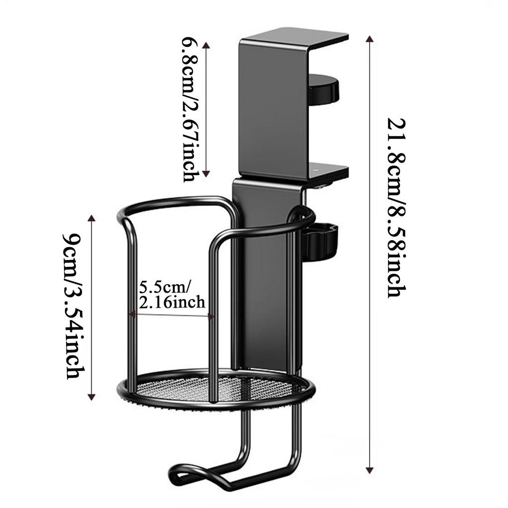 Drehbarer Tischseiten-Becherhalter Büro-Schreibtisch Fester Becherhalter Rutschfest Verstellbar Wasserflaschenständer Clip-On Becherhalter