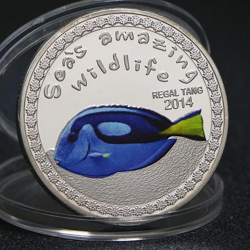 African Tropical Fish Commemorative Coin, Marine Animal Gold and Silver Coins, Clownfish Commemorative Silver Coins, Foreign Currency, Coins