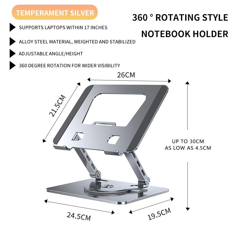 YY-J29 Carbon Steel Foldable Laptop Bracket Heat Dissipation Rotatable Notebook Desktop Stand