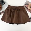 Retro High Waist A-Line Drawstring Skirt with Anti-Exposure Design for Women - Autumn/Winter