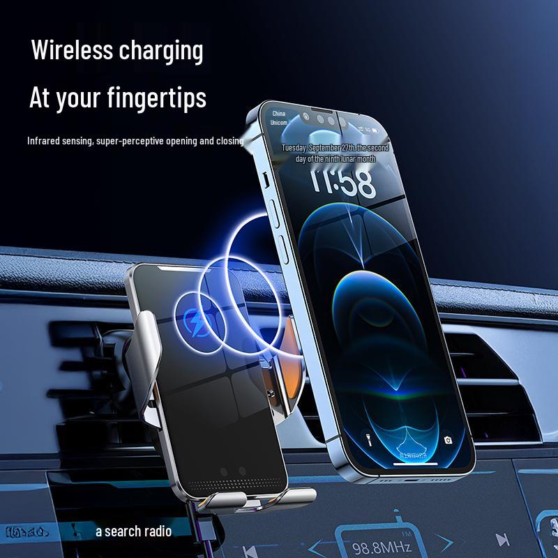 Wireless Charging Car Mount with Auto-Clamp for Mobile Phones