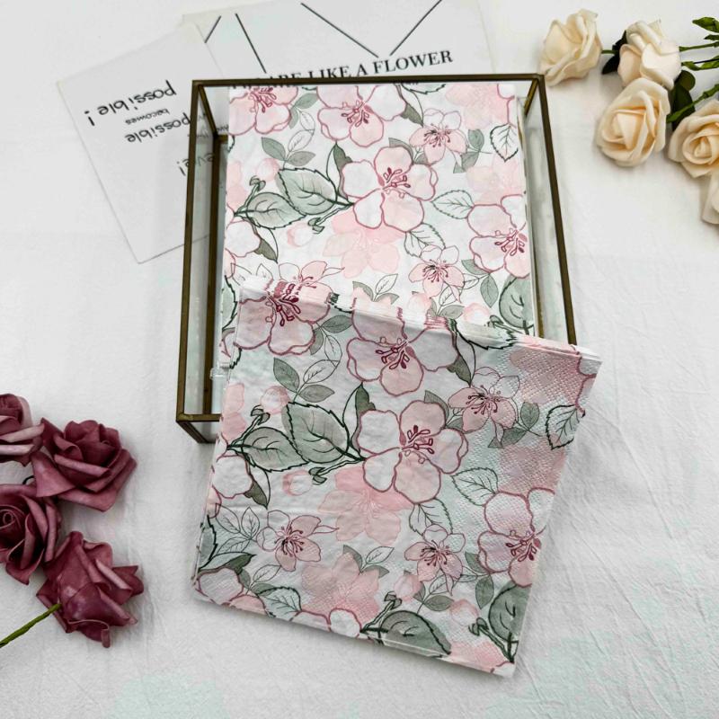 20 Stück/Packung 33 x 33 cm, 2-lagig, Einweg-Partyserviette, Blumenmuster