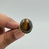 Tiger Eye Oval Statement Ring, 925 Sterling Silver Ring, Handmade Bohemian Ring