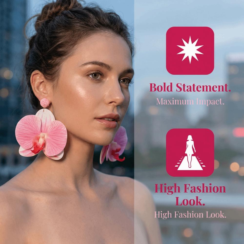 Korean Style Flower Earrings Exaggerated Flower Drop Earrings Butterfly Orchid Earrings  Wedding