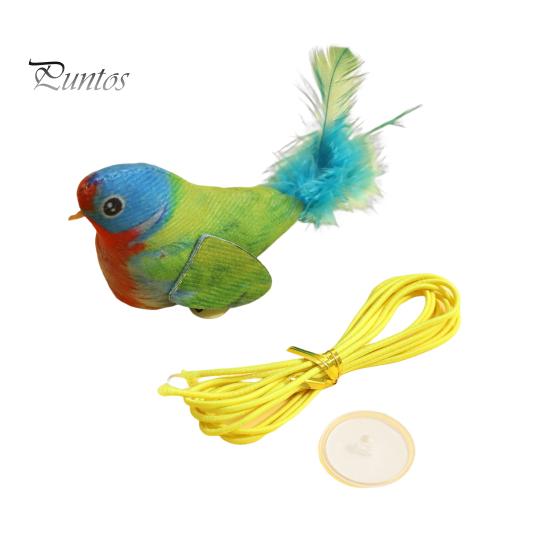 Interaktives Katzenspielzeug mit zwitscherndem Vogel, realistischer Plüschvogel mit Feder, berührungsaktiviertes Kätzchenspielzeug mit lebensechtem Zwitschergeräusch für Hauskatzen zur Linderung