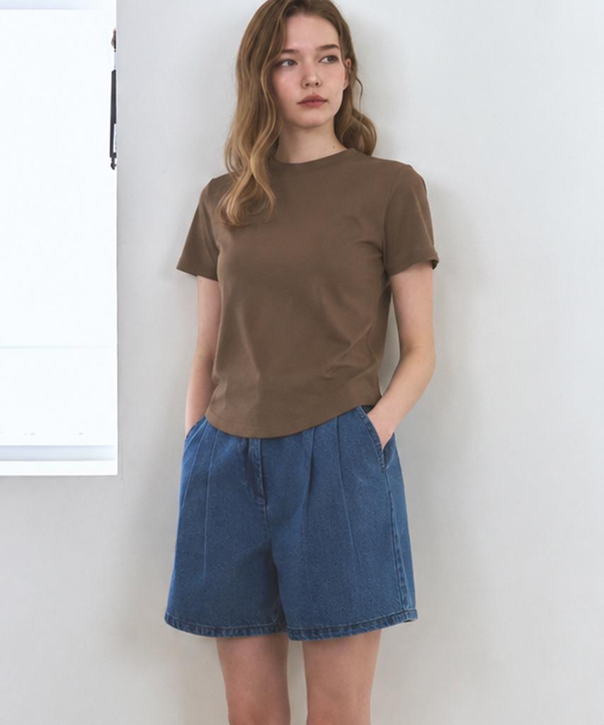 Deuloupisumeon Supima Silket Slim Short Sleeve T-Shirt [Beige]