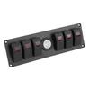 6 Gang Red LED Rocker Switch Panel with Alarm Voltmeter for Car RV Boat Yacht Marine 12V
