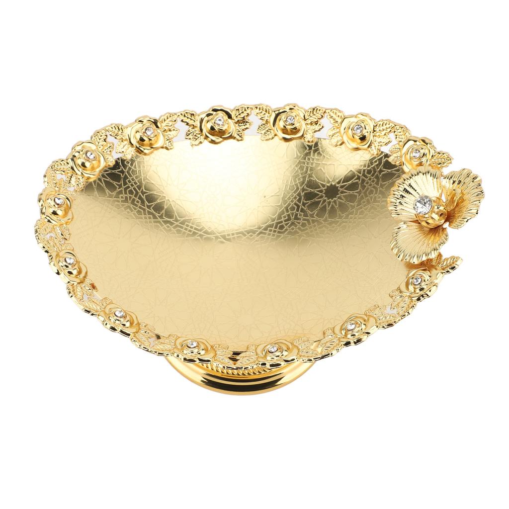 European Cake Stand Golden Fruit Tray Candy Serving Plate Oval Snack Dessert Storage Plate for Home