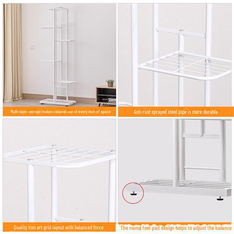 Sorno 6-Tier Iron Flower Rack for 7 Pots - Indoor/Outdoor Use, Ideal for Balcony or Living Room