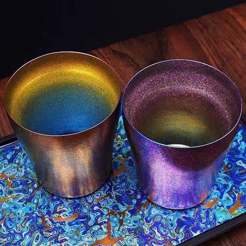 Multicolored Pure Titanium Double-Wall Coffee Mug,Outdoor Camping Water Cups,Creative Gifts Office Tea Mug 200 ml Beer Juice Cup