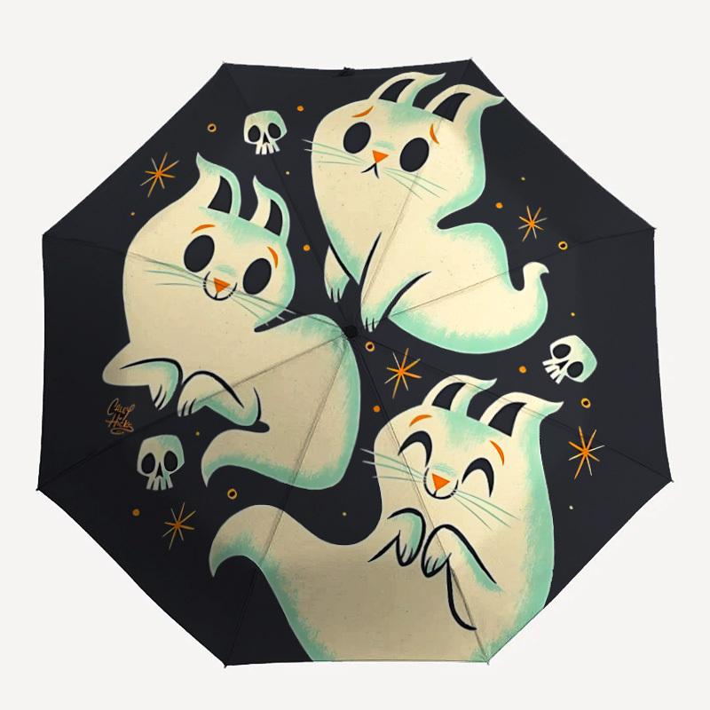 

1pc Ghost Bunny Automatic Open/Close Umbrella - Compact Travel Umbrella, 8-Rib Heavy-Duty Construction, Ideal Gift, Outdoor Accessory, Styli