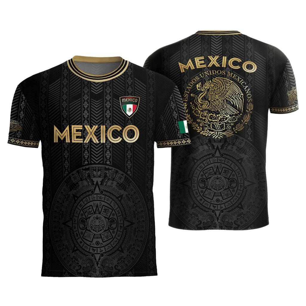 Men's Casual Short Sleeve T-Shirt with Lettering Print Mexico National Emblem Graphic Lightweight Breathable Fabric