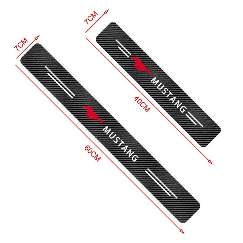 Autoaufkleber 4 Stück Autotürplatte Kohlefaser Schwellerschutz Aufkleber für Ford Mustang SHELBY GT 500 350 Cabrio V Mach e