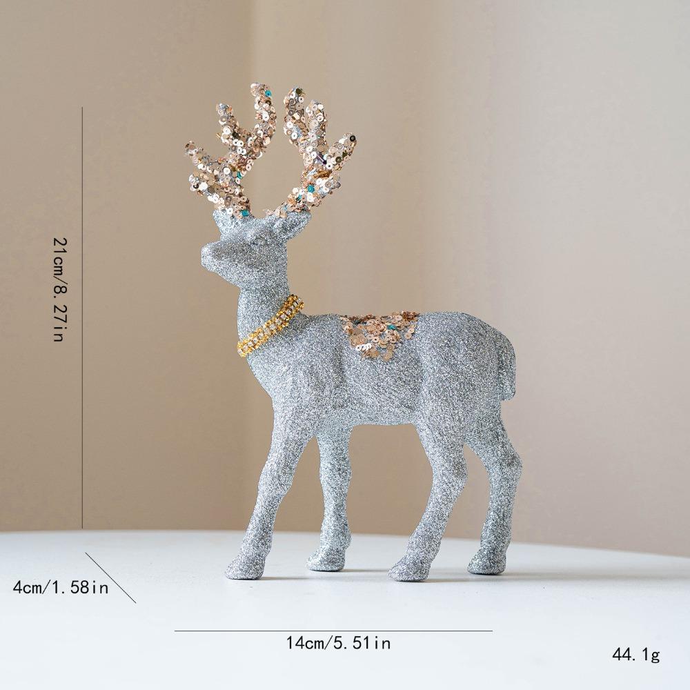 Glittering Glitter Deer Decor Flocking Fabric PVC Christmas Deer New Xmas Tree Pendant  Home