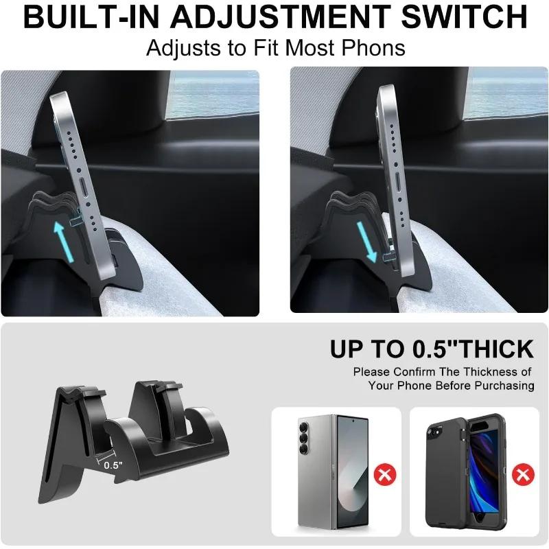1/2Pcs Silicone Car Mobile Phone Stand Dashboard Navigation Stand Vent Hook Glasses Stand for Tesla Model 3 Y Highland 2026-2026