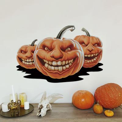 Quirky Smiley Pumpkin Holiday Wall Decoration Chic Peel and Stick Halloween Spooky Sticker Self Adhesive Waterproof Canvas Decor