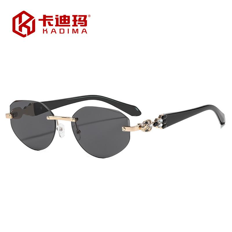 European and American frameless trimmed fashion polygon women's sunglasses personalized sunglasses street photography travel sunglasses