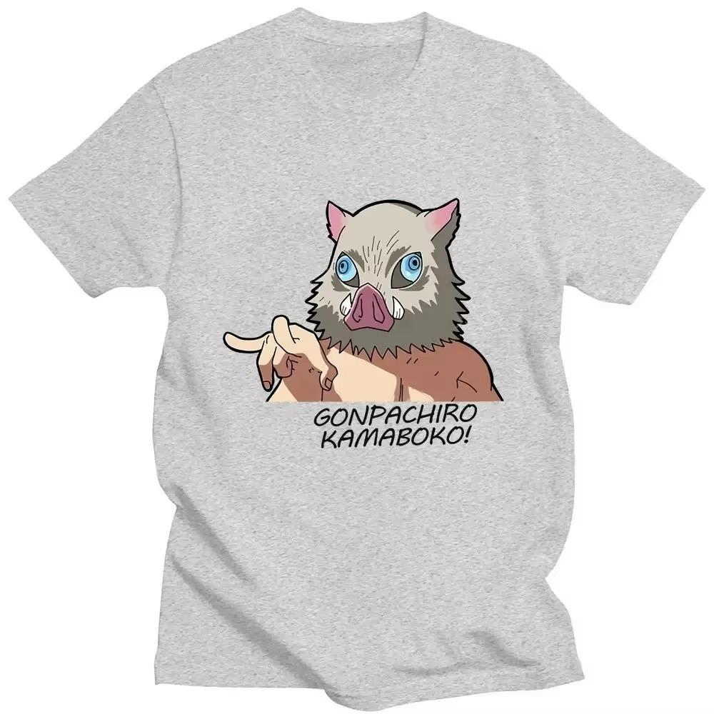 Anime Demon Slayer T-shirt Kimetsu No Yaiba Hashibira Inosuke T Shirt Women Men Funny Print Casual Cotton TShirts Oversized Tees