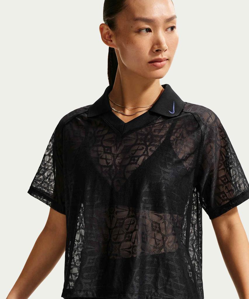 NIKE Sportswear Loose Lace Polo Jersey Top W - Black:White / If0521-010