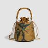 Chinese Style Xiangyunsha Drawstring Coin Purse, Ethnic Fashion Minimalist Portable Crossbody Pouch