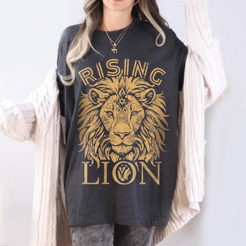 Rising Lion Shirt Israel Lion Am Yisrael Chai TShirt Nation Who Rises Like A Lion Jewish Pride Tees Hebrew Shirt Israel Gift