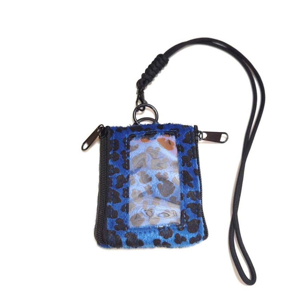 

Casual Leopard Print Mini Wallet PVC Small Card Holder Convenient Hanging Neck Coin Purse Cycling синий