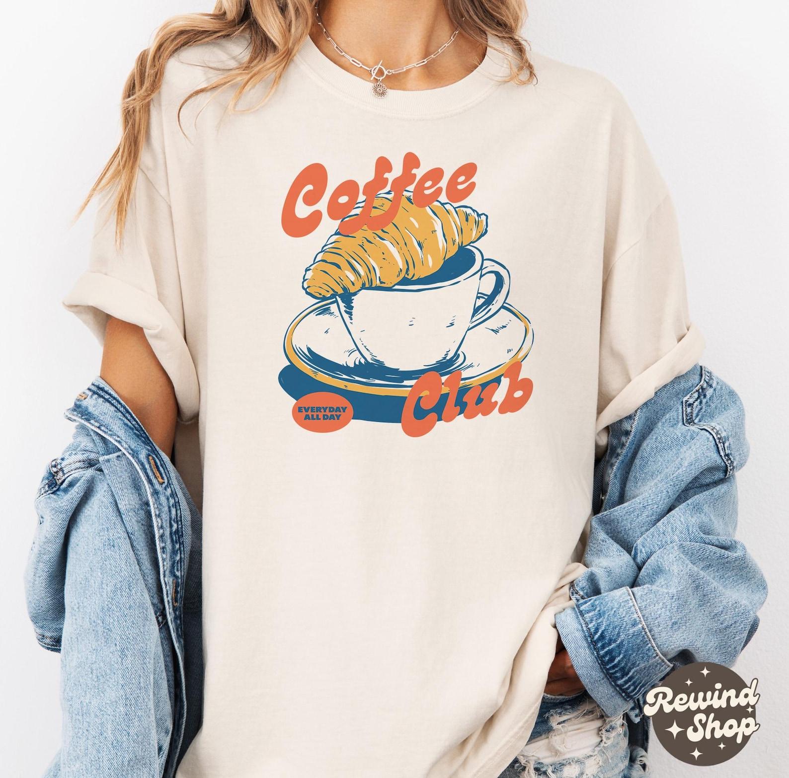 Coffee Club Vintage Comfort Colors T-Shirt, Retro Coffee Lover Tee, Cafe Aesthetic Shirt, Y2K Espresso Graphic Top, Trendy Foodie Gift Idea M