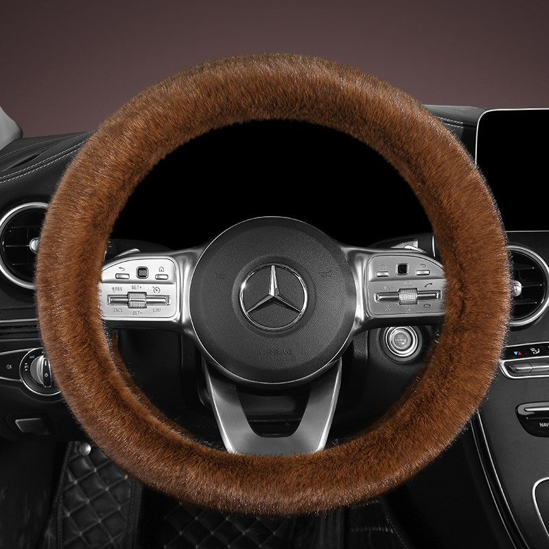 Car Steering Wheel Cover Winter Plush Warm Fleece New Model High-End Wear-Resistant Sweat-Absorbent Non-Slip D-Shaped Handle Cover