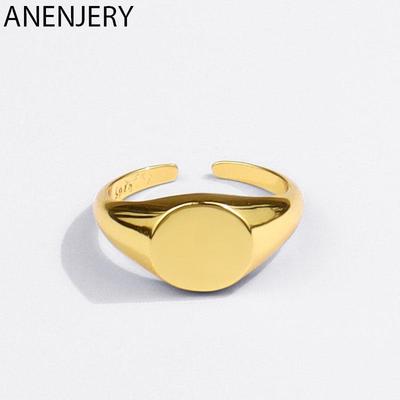 Signet Ring for Women Men Round Gold Ring Geometric Party Jewelry Gifts
