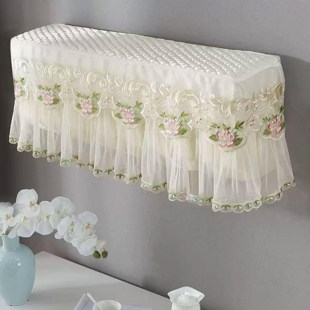 Lace Embroidery Flower Air Conditioner Protective Sleeve Dust-proof Fabric Windshield Curtain