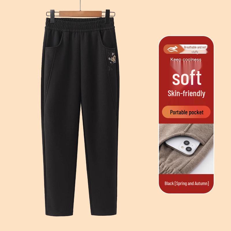 

Velvet-Lined Straight Leg Pants for Women—Winter Warm, Elastic Waist, Loose Fit, Ideal for Middle-Aged and Elderly. 3XL (115-130 kg)