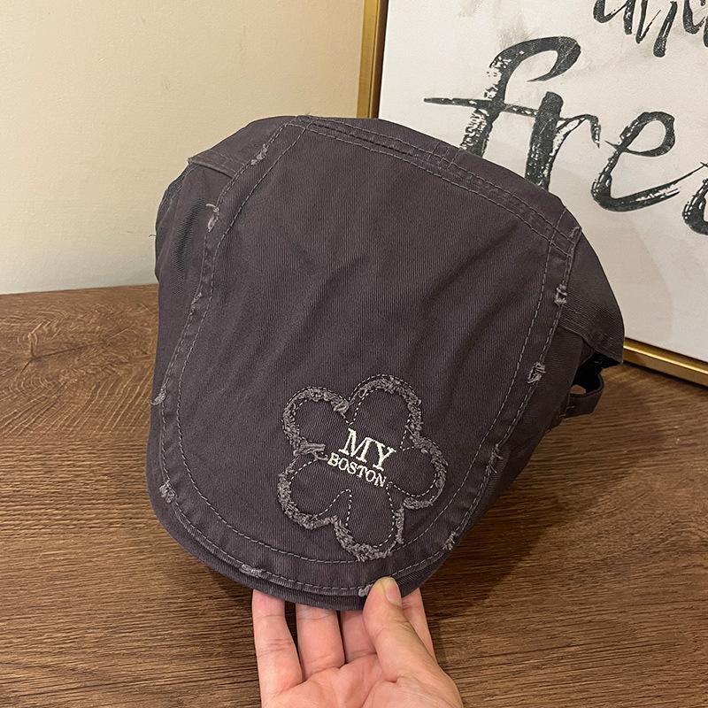American Retro MY Embroidered Hat Women's Front Hat Autumn and Winter Casual and Versatile Beret Trendy and Fashionable Newsboy Hat for Men