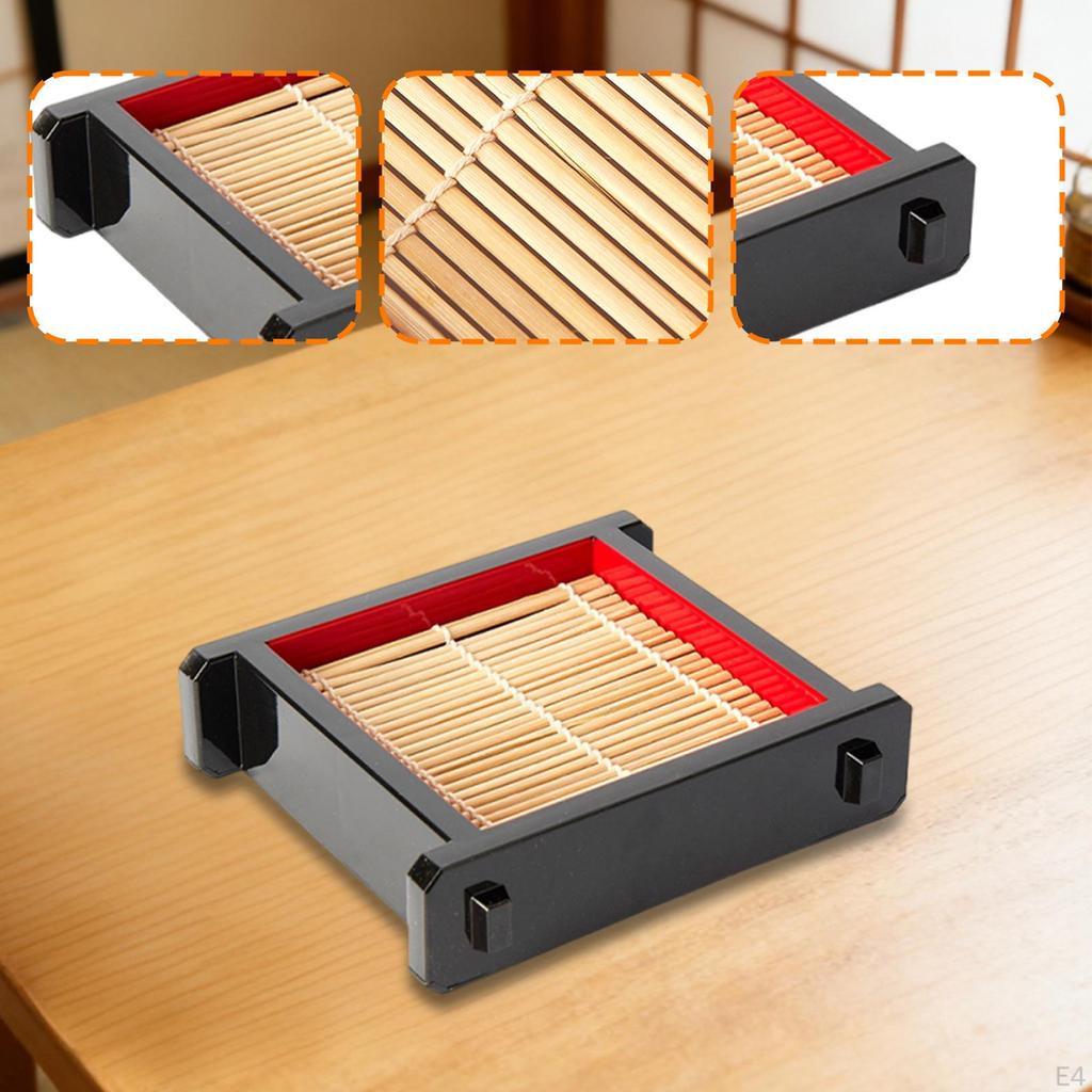 Cold Soba Noodle Plate Bamboo Serving Tray Easy to Clean Food Grade Japanese Platter Dish for Party