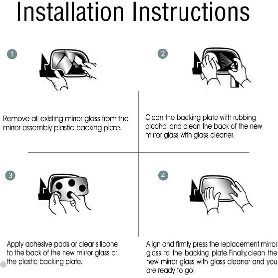 NEYASU Mirror Glass Driver Left Side fit for 2007 2008 2009 Saturn Aura 2008 2009 2011 2012 Chevy Malibu LS LT Flat Glass Replacement with Adhesives