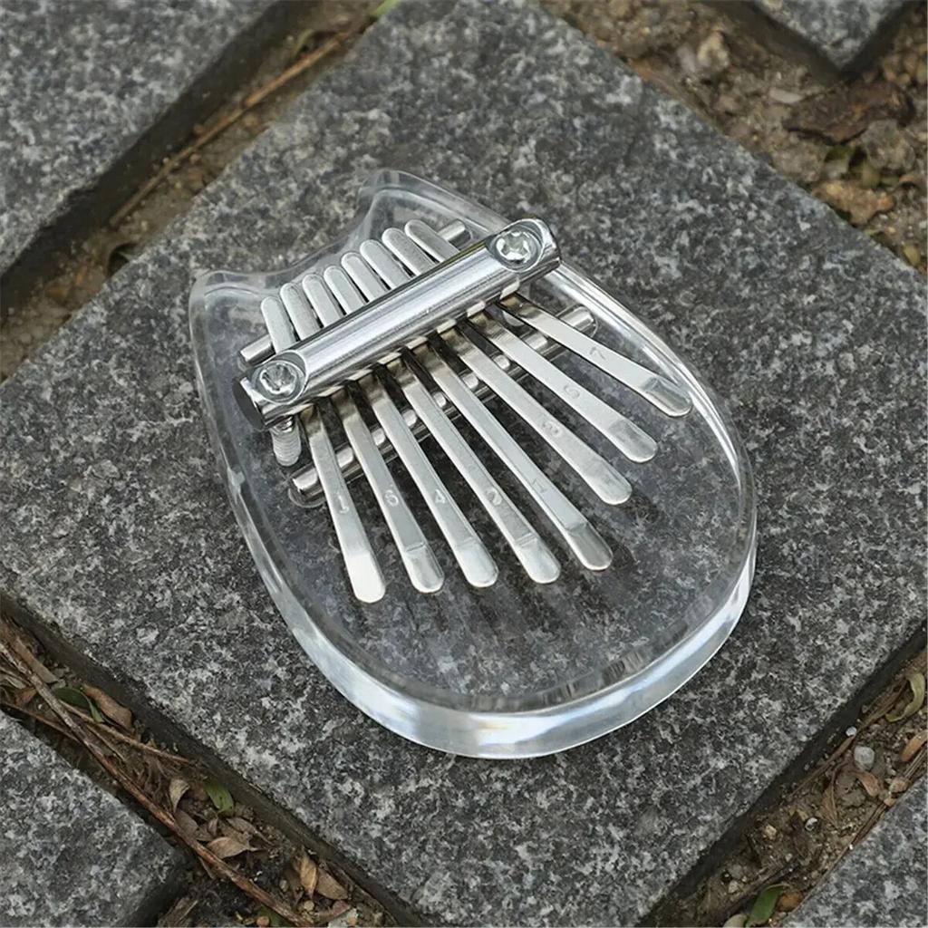 8-Tone Acrylic Mini Kalimba, Portable Clear Sound Finger Thumb Piano Ideal Music Gift for Kids Adults Beginners