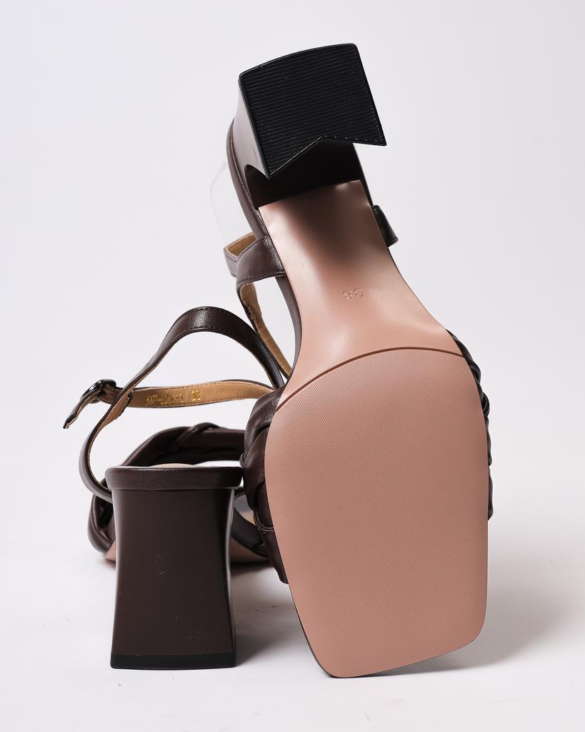 Sandálias de salto Melanda 5177506 36 chocolate couro