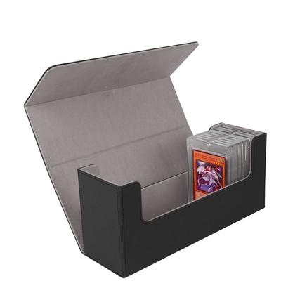 Magnetic Loader Case Card Loader Box Deck Case Card Loader 36 Pieces Card Case Loader Storage Trading Card Case PU Leather Black (Interior Gray)
