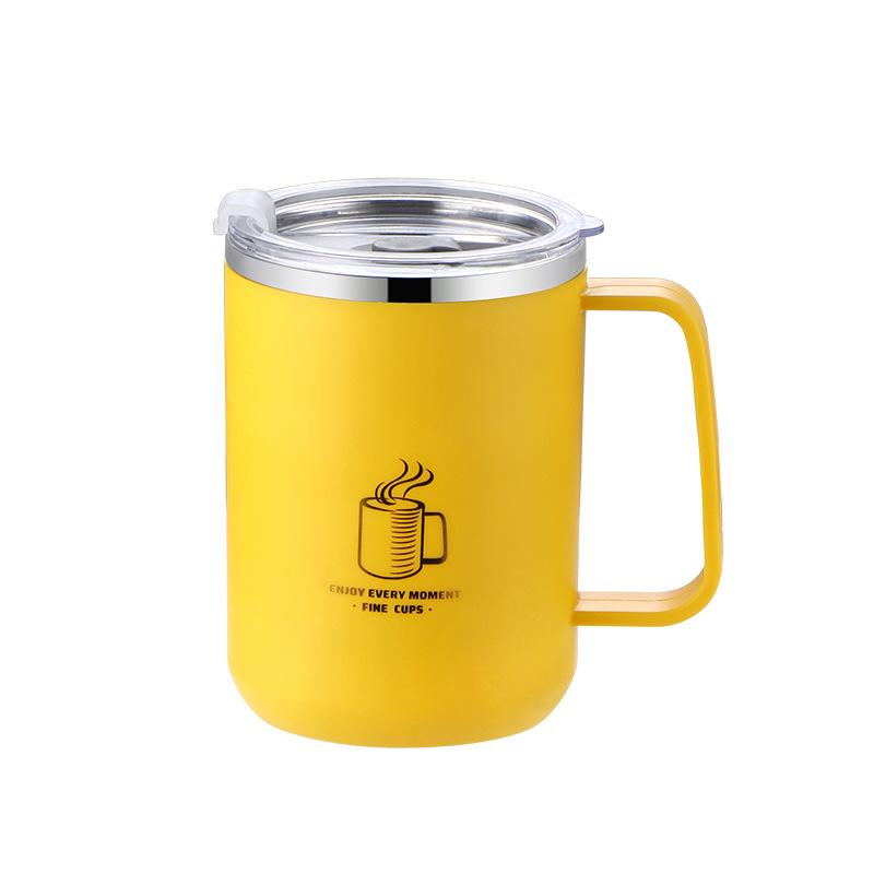 304 Double Stainless Steel Coffee Mug With Lid And Handle Thermal Insulation Cup 500ML