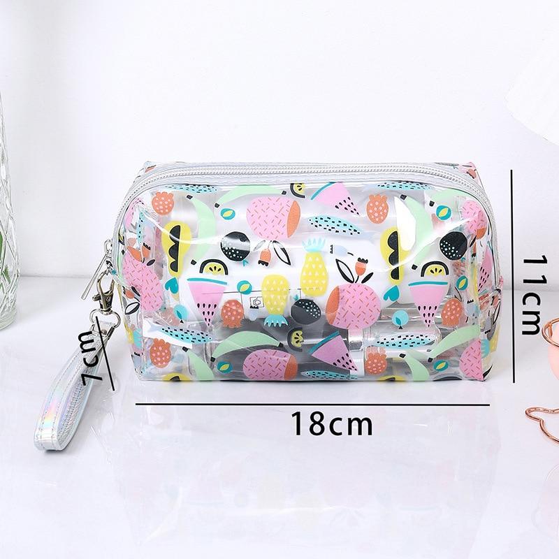 Erdbeere Schmetterling Obst Druck Klare Make-Up Tasche Mode Transparent Reise Mode Waschen Lagerung Taschen Frauen PVC Kosmetik Tasche