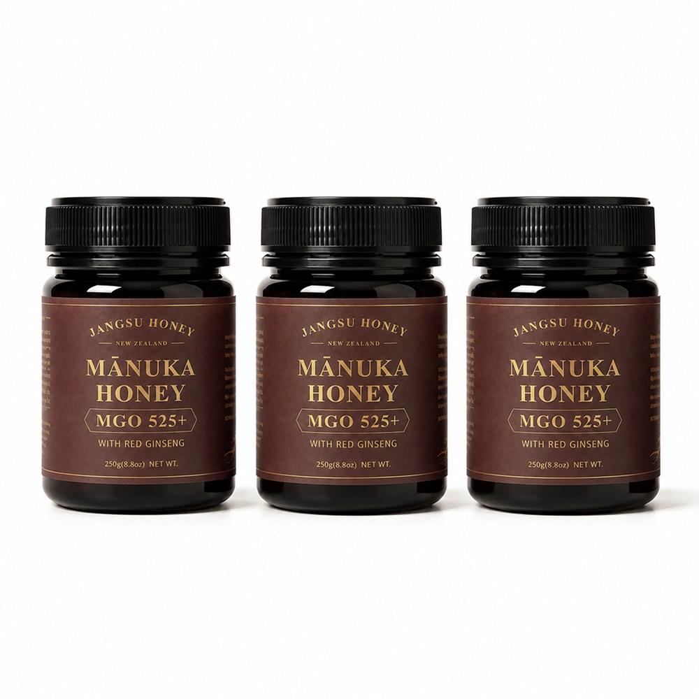 Jangsu Honey Red Ginseng Manuka Honey MGO 525+ New Zealand Manuka Honey Gift for Parents 3 Pcs 250g