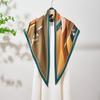 Summer Atmosphere Wearing Belt Waist Seal Twill Silk Simulation Silk Cool Triangle Scarf Cashew Print Women's Silk Scarf