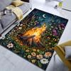 Flowers and Bonfire Print Carpet for Bedroom Living Room Bedside Sofa Floor Mat Modern Home Decor Space Area Rug for Gifts