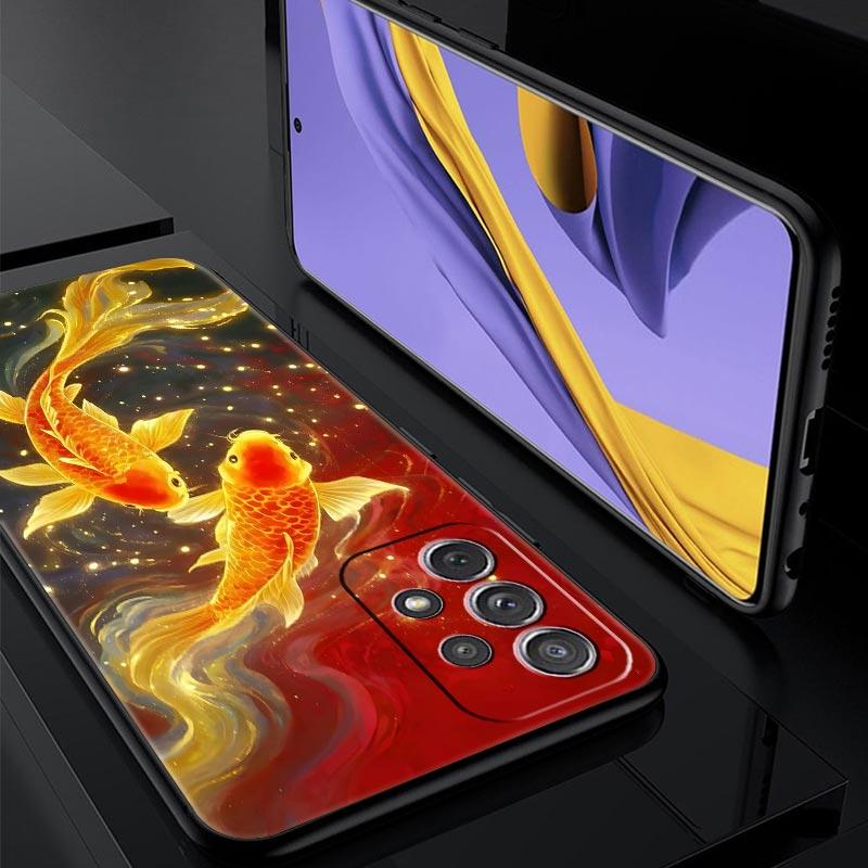 Goldfish Swimming Phone Case for Samsung Galaxy A55 A35 A15 A14 A13 A25 A54 A51 A71 A72 A73 A32 A52 A41 5G Soft TPU Shell Capas