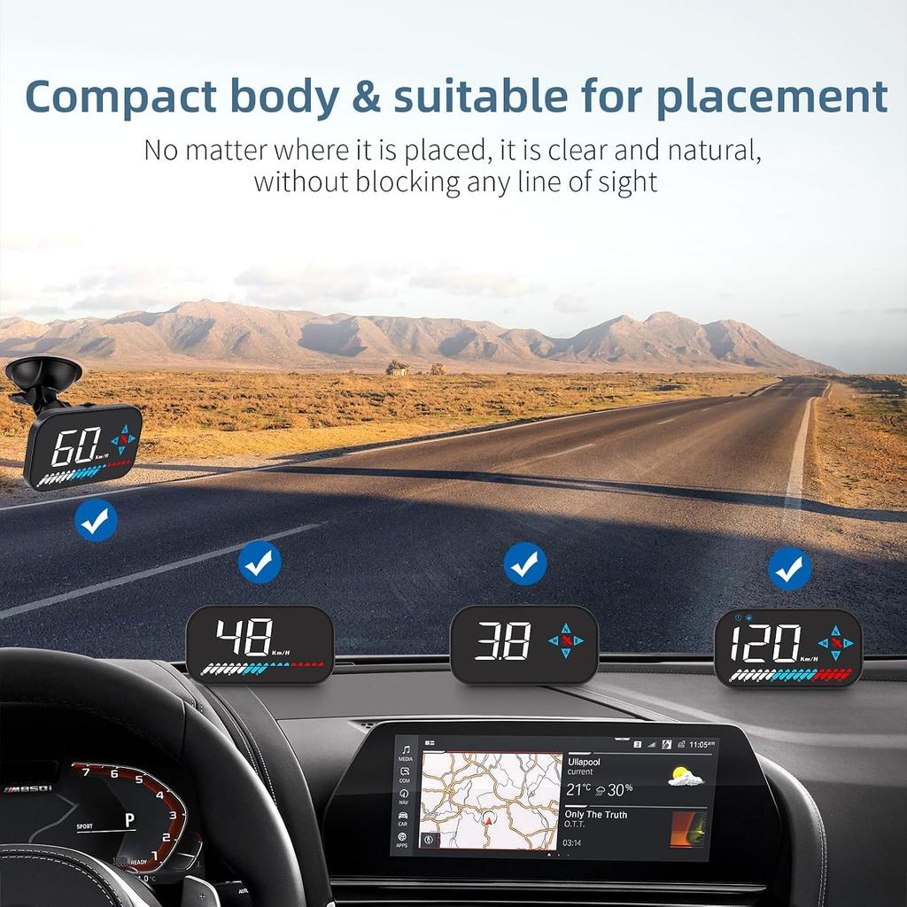 GPS Speedometer Digital Speedometer for Car, Heads up Display for Cars with Speed,Voltage,Speed Alarm (Single Segment/Four Segment), MPH Speedometer