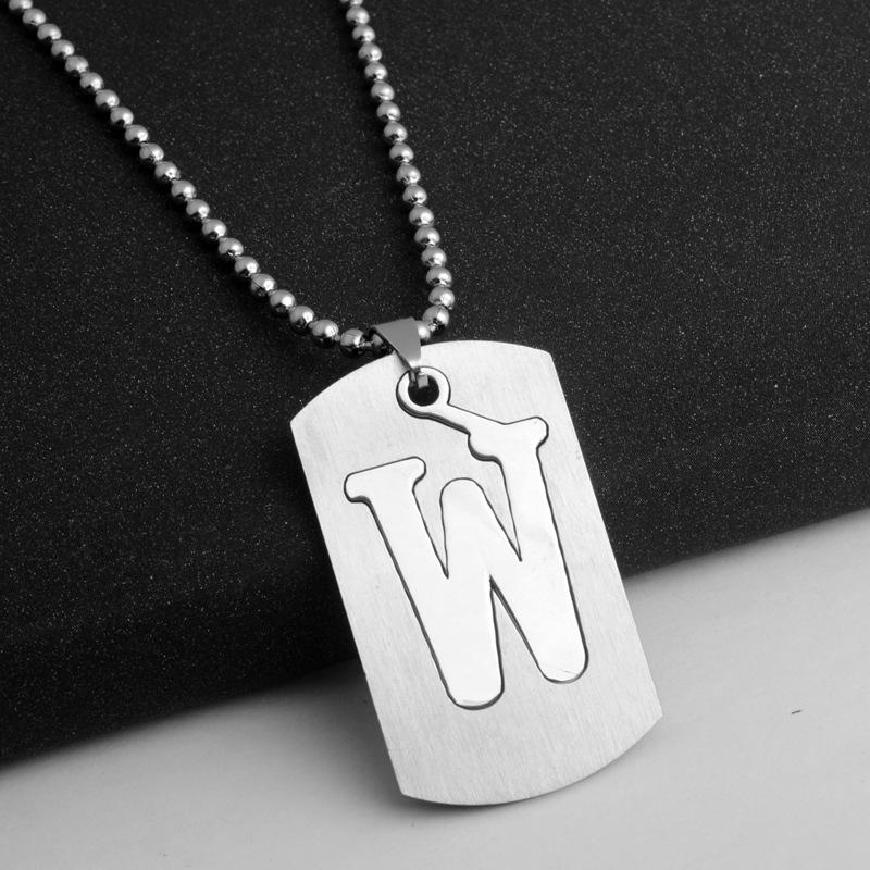 HNSP Stainless Steel Initials Pendant Chain Necklace For Men Women 26 Letter Name Accessories