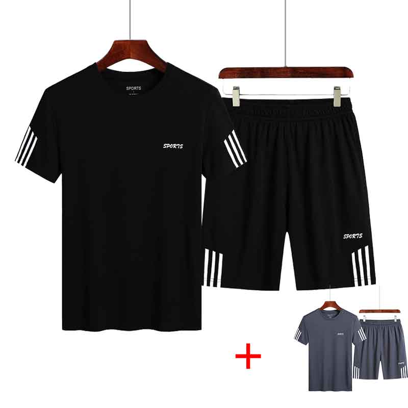 

Два комплекта топа и брюк. Мужской спортивный костюм. Комплект спортивной одежды. Повседневный комплект из двух предметов для бега и фитнеса. L