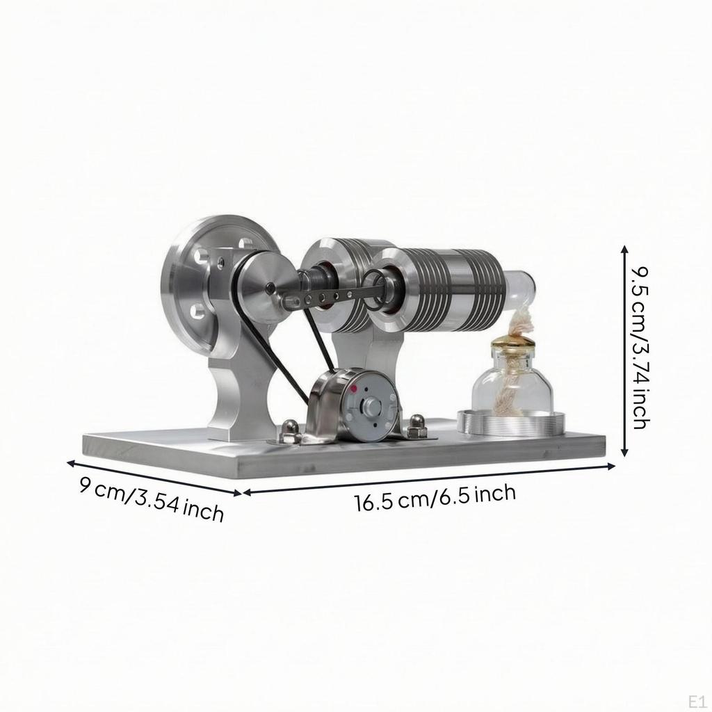 HeatCycle Engine Model Finned Metal Glass Burner Desktop Mechanical Demonstration