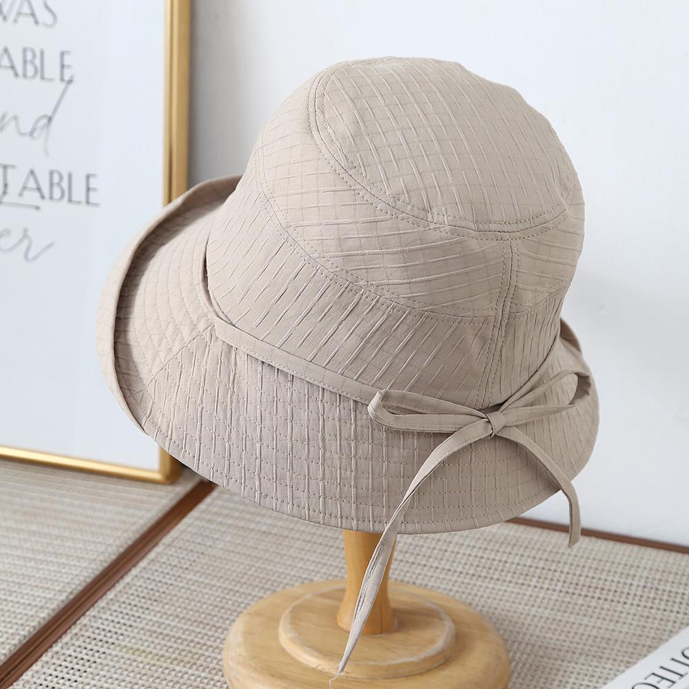 Women's Bucket Hat Elegant Lady Fisherman Cap With Bow Wide Brimmed Spring Summer Hats For Women Cloth Foldable Sunhat New