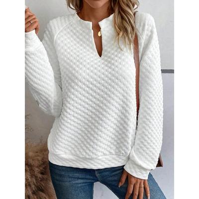 Neues einfarbiges tägliches Freizeit-Sweatshirt mit V-Ausschnitt und langen Ärmeln für Damenbekleidung im Frühling und Herbst